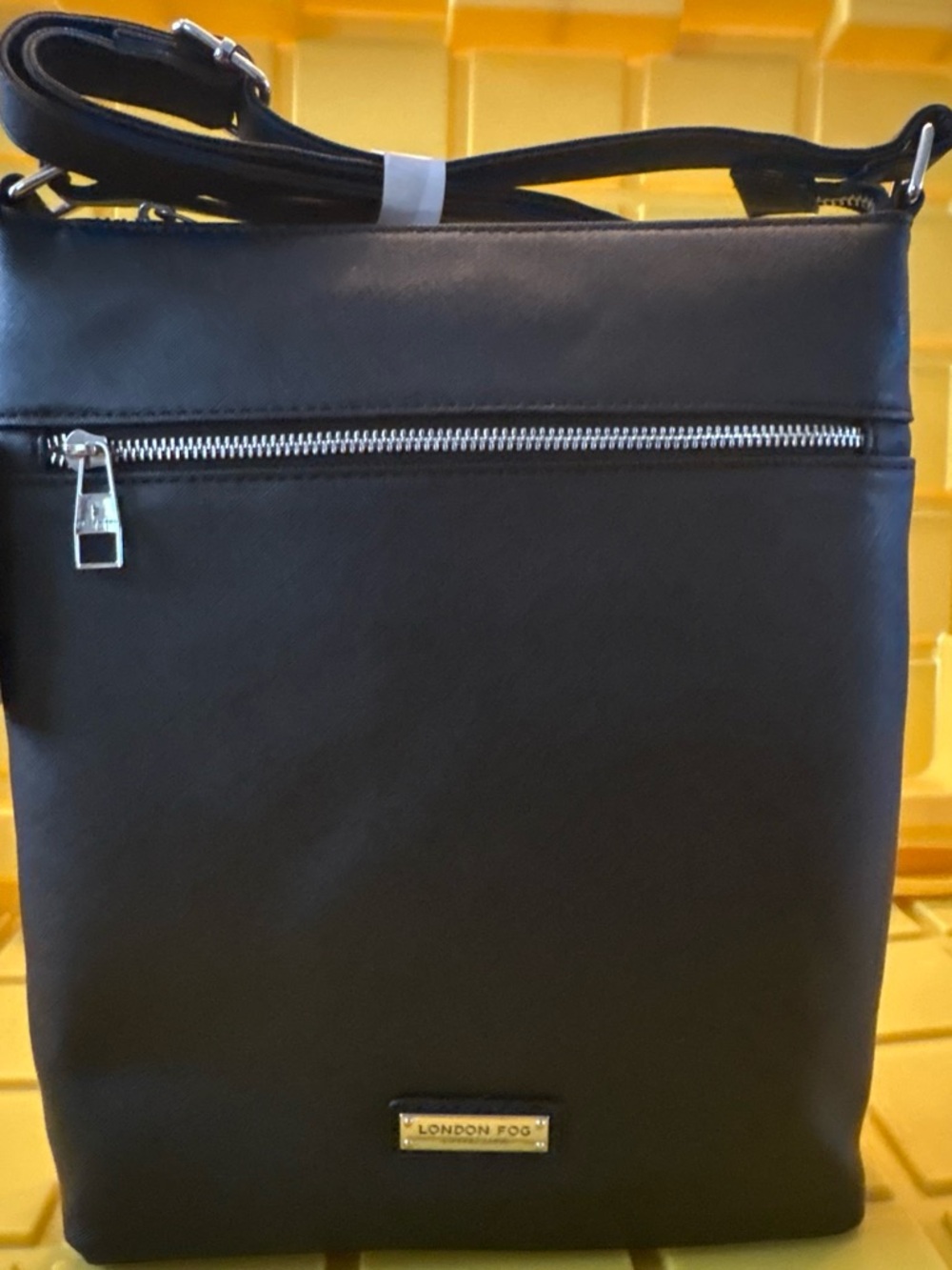 London Fog Lorraine Square X Body Black Crossbody Bag
